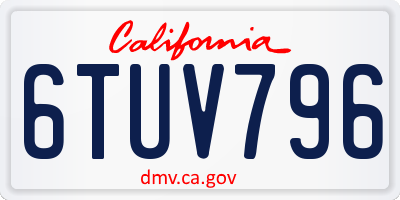 CA license plate 6TUV796