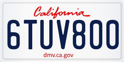 CA license plate 6TUV800