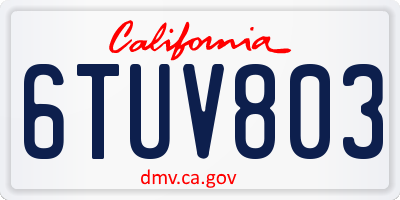 CA license plate 6TUV803