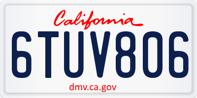 CA license plate 6TUV806