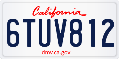 CA license plate 6TUV812