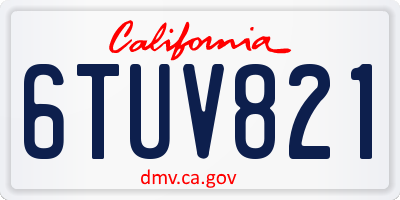 CA license plate 6TUV821