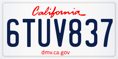 CA license plate 6TUV837