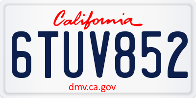 CA license plate 6TUV852