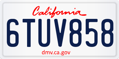 CA license plate 6TUV858