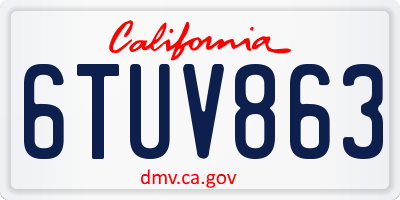 CA license plate 6TUV863