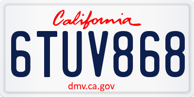 CA license plate 6TUV868