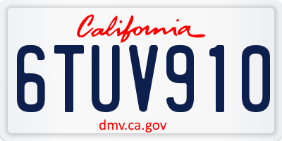 CA license plate 6TUV910