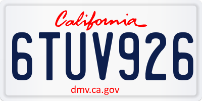 CA license plate 6TUV926