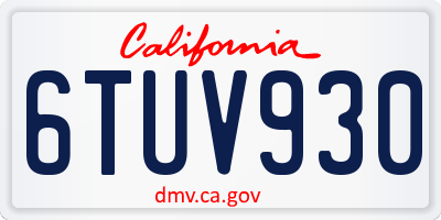 CA license plate 6TUV930