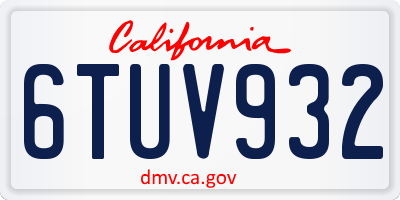 CA license plate 6TUV932