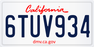 CA license plate 6TUV934