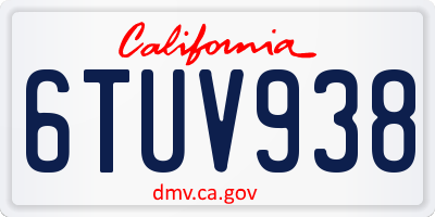 CA license plate 6TUV938