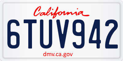 CA license plate 6TUV942