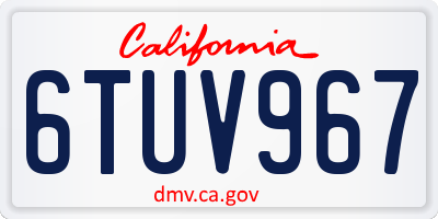 CA license plate 6TUV967