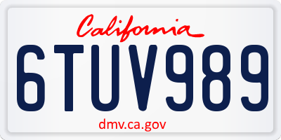 CA license plate 6TUV989