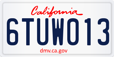 CA license plate 6TUW013