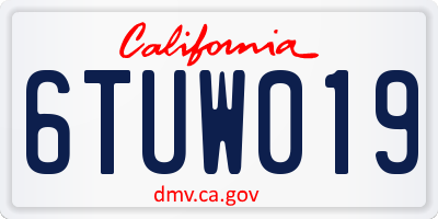 CA license plate 6TUW019