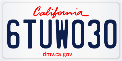 CA license plate 6TUW030