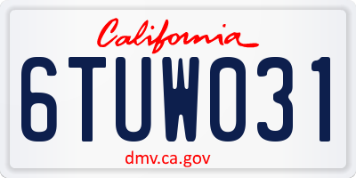 CA license plate 6TUW031