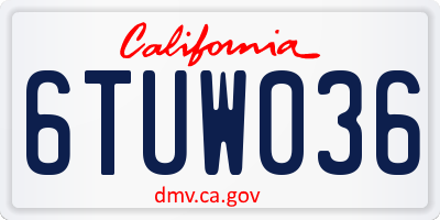 CA license plate 6TUW036