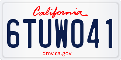CA license plate 6TUW041