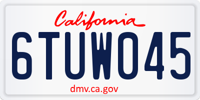CA license plate 6TUW045