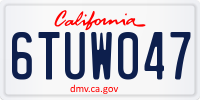 CA license plate 6TUW047