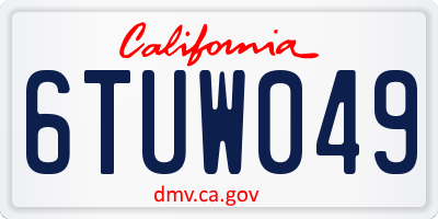 CA license plate 6TUW049