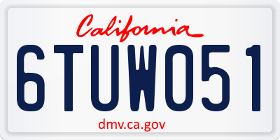 CA license plate 6TUW051