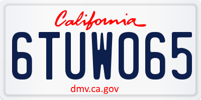 CA license plate 6TUW065