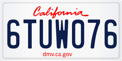 CA license plate 6TUW076