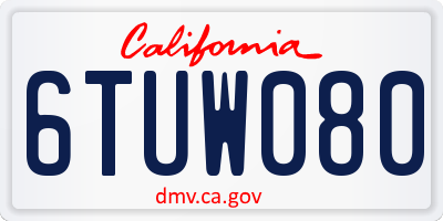 CA license plate 6TUW080