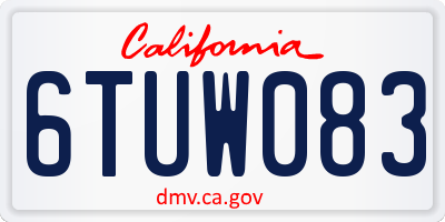 CA license plate 6TUW083