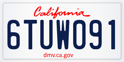 CA license plate 6TUW091