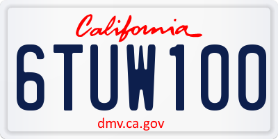 CA license plate 6TUW100