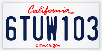 CA license plate 6TUW103