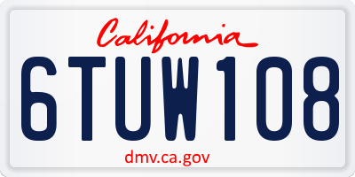 CA license plate 6TUW108