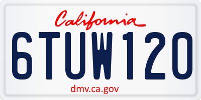 CA license plate 6TUW120