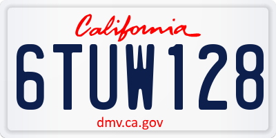 CA license plate 6TUW128