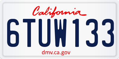 CA license plate 6TUW133