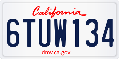 CA license plate 6TUW134