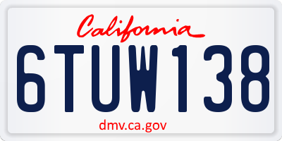 CA license plate 6TUW138