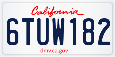 CA license plate 6TUW182