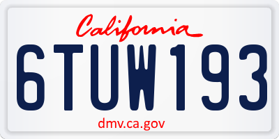CA license plate 6TUW193
