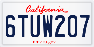 CA license plate 6TUW207