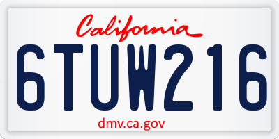 CA license plate 6TUW216