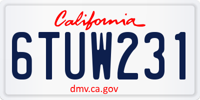 CA license plate 6TUW231