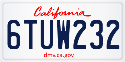 CA license plate 6TUW232