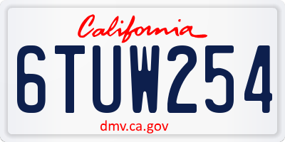 CA license plate 6TUW254